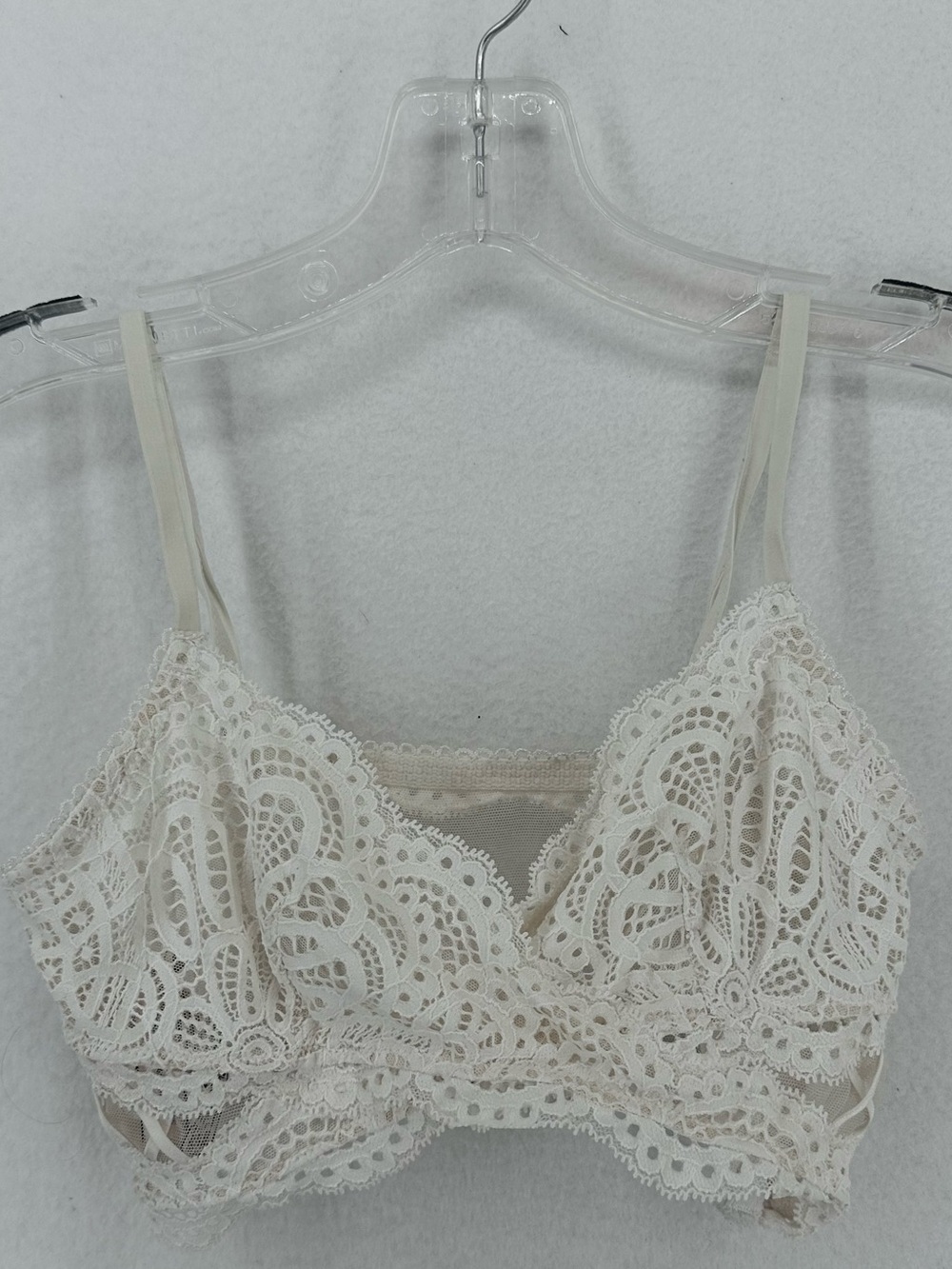 Victoria’s Secret‎ Lace Bralette Women’s XS Ivory Sheer Wireless Floral Lace